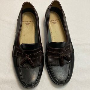 Dockers Mens Two Tone Black & Brown Kiltie Tassel Slip On Loafers EUC Size 10